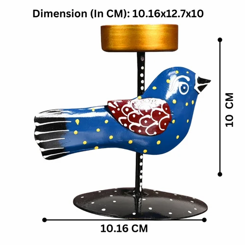 Decorative Blue Metal Bird T-Light Holder – Handcrafted Home & Table Decor