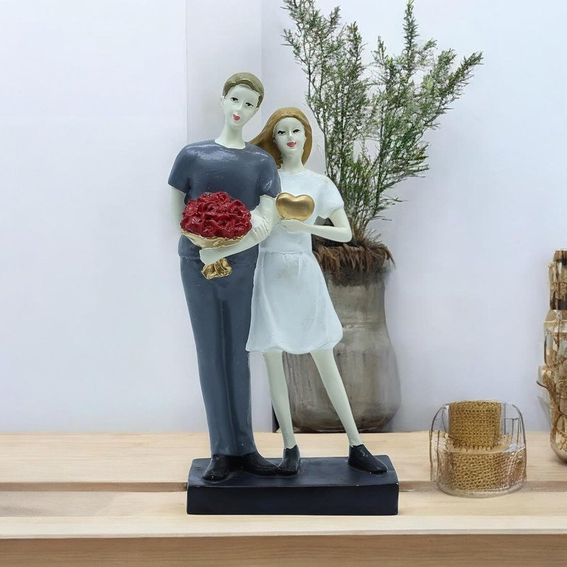 Handmade Ceramic Couple Sculpture - Unique Home Decor for Living Room or Office