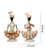 Handcrafted Rajasthani Musician Figurines – Set of 2 Metal Decorative Showpieces