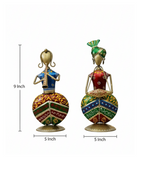 Metal Rajasthani Musician Showpiece Set – Handcrafted  Iron Figurines (Set of 2)