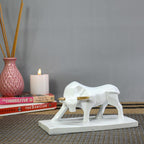 White Bull Statue with Golden Accents - Decorative Figurine for Home and Office