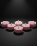 Round Scented Candles, Set Of 12, Rose Pink - Rose