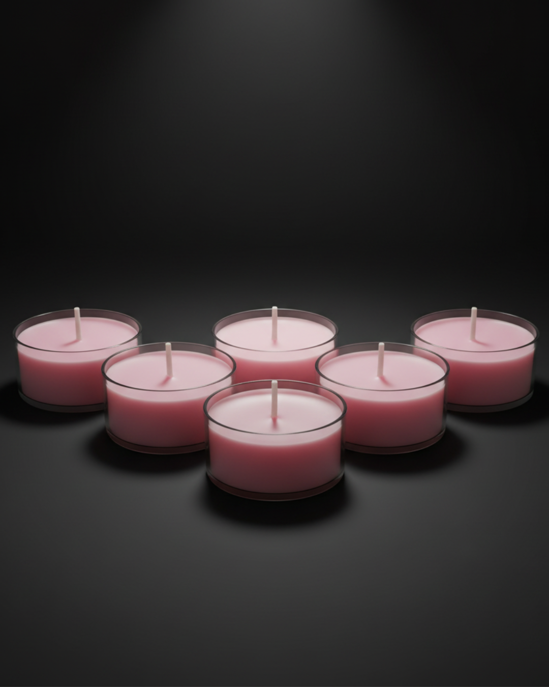 Round Scented Candles, Set Of 12, Rose Pink - Rose