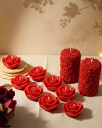 Set of 10 Red Rose Scented Candles | Pure Soy Wax Pillar & Floating Rose Candles