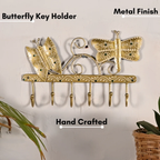 Metal Butterfly Key Holder Wall Hanging | Handcrafted Decorative Key Hanger | Artistic Metal Wall Décor for Home & Entryway