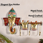 Metal Ganesh Wall Hanging with Key Holder | Decorative Lord Ganesha Wall Art for Home & Office Decor