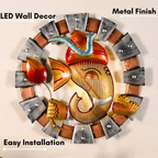 Handmade Metal Laddu Ganesh | Spiritual Wall Hanging Art for Living Room & Entrance Decor