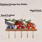 Decorative Metal Elephant Key Holder | Handcrafted Wall Mounted Key Organizer | Elegant Home & Living Room Decor Accent