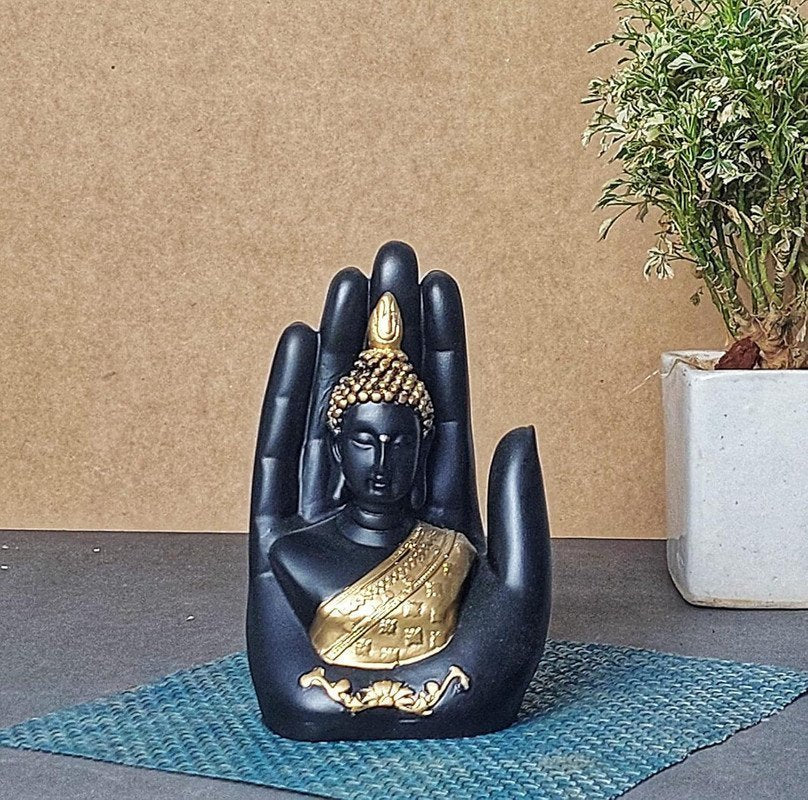 Handcrafted Lord Meditating Hand Palm Buddha Idol Statue