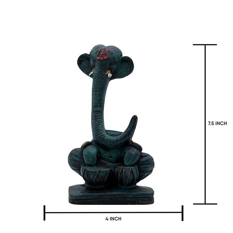 Matte Black Abstract Ganesha with Damru