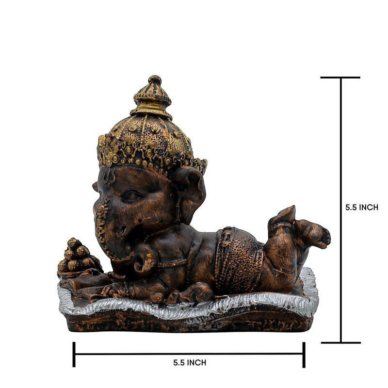 Gold & Silver Ganesha on Conch Shell