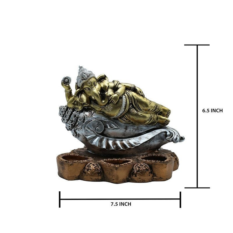 Gold & Silver Ganesha on Conch Shell
