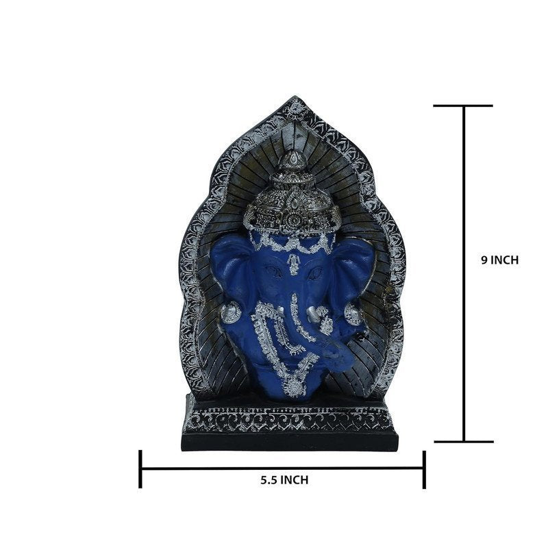 Handcrafted Blue & Silver Ganesha Statue