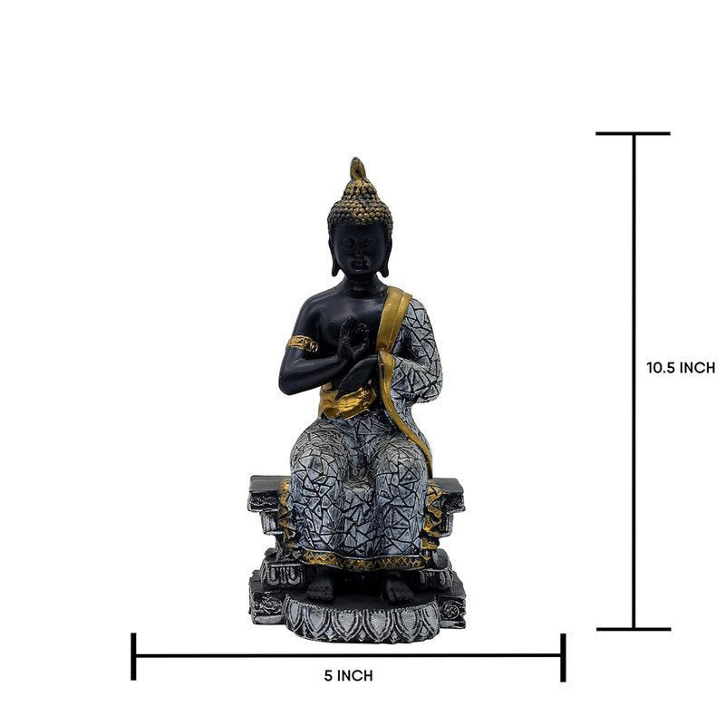 Black and Gold Mosaic Buddha Sculpture , 26.7 cm x 12.7 cm