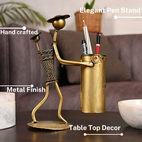 Handmade Metal Lady Baby Pen Holder – Artistic Desk Decor & Unique Gift for Study Table