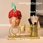 Handcrafted Metal Krishna Pen Stand – Decorative Desk Organizer for Home & Office Decor