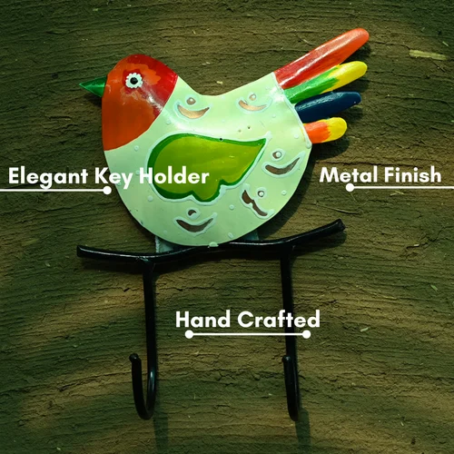 Beautiful Metal Single Bird Key Holder – Handcrafted Wall Decor Organizer for Home & Entryway