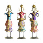 Traditional Metal Standing Lady Musician – Artistic Handcrafted Figurine for Living Room Decor