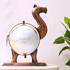Antique Finish Metal Camel Globe – Handcrafted Showpiece for Living Room & Office Decor