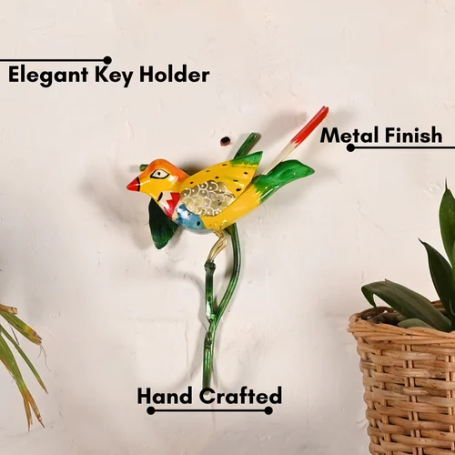 Handmade Metal Bird Wall Key Holder – Decorative Organizer for Home & Entryway