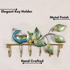 Handcrafted Peacock Metal Key Holder – Elegant Wall Mounted Home Decor Piece