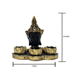 Resin Buddha Head Tealight Candle Holder with 3 Lotus Votive Stands