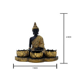 Resin Buddha Head Candle Holder with 3 Lotus Tealight Stands
