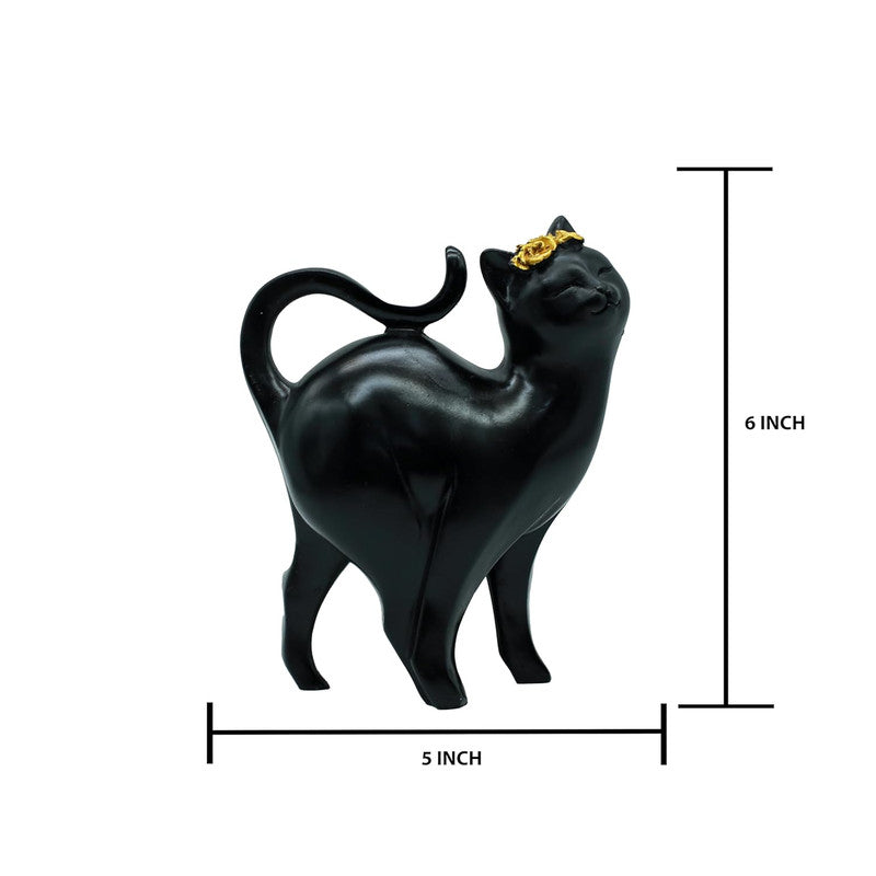 Elegant Black Cat Statue with Golden Accent - Modern Home Decor Inspiration