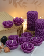 Set of 10 Red Rose Scented Candles | Pure Soy Wax Pillar & Floating Rose Candles