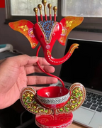 Decorative Ganesh & Krishna Diya Stand Set – Handcrafted Iron Tea Light Holders  (Set of 2)