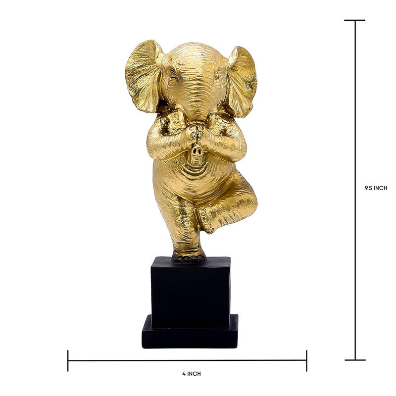 Golden Yoga Elephant Figurine - Meditative Elephant Statue for Home Decor