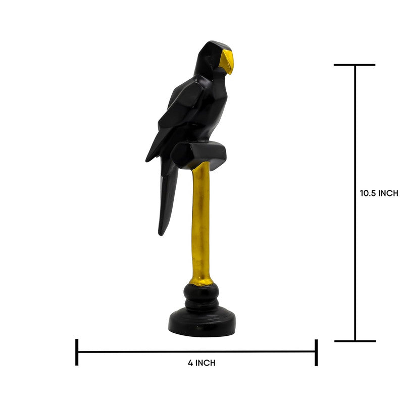 Elegant Black Parrot Sculpture with Gold Accents - Unique Home Decor Piece