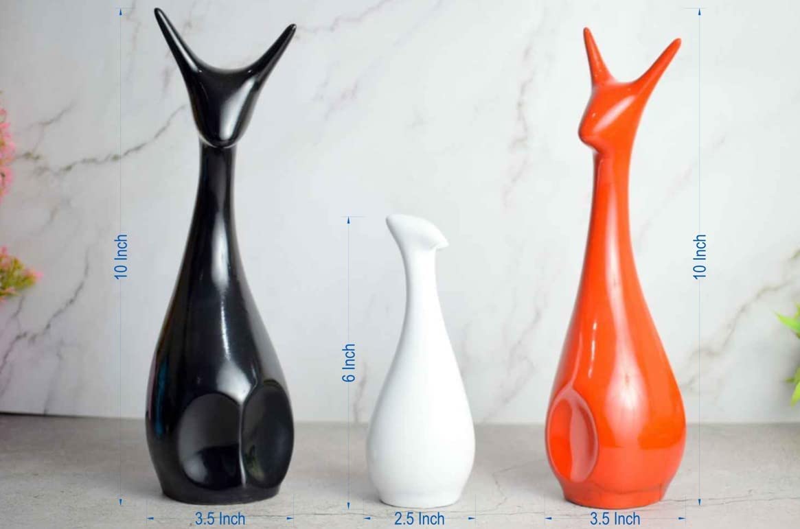 Stylish Abstract Cat Sculpture Trio - Modern Ceramic Art Decor for Living Room & Office