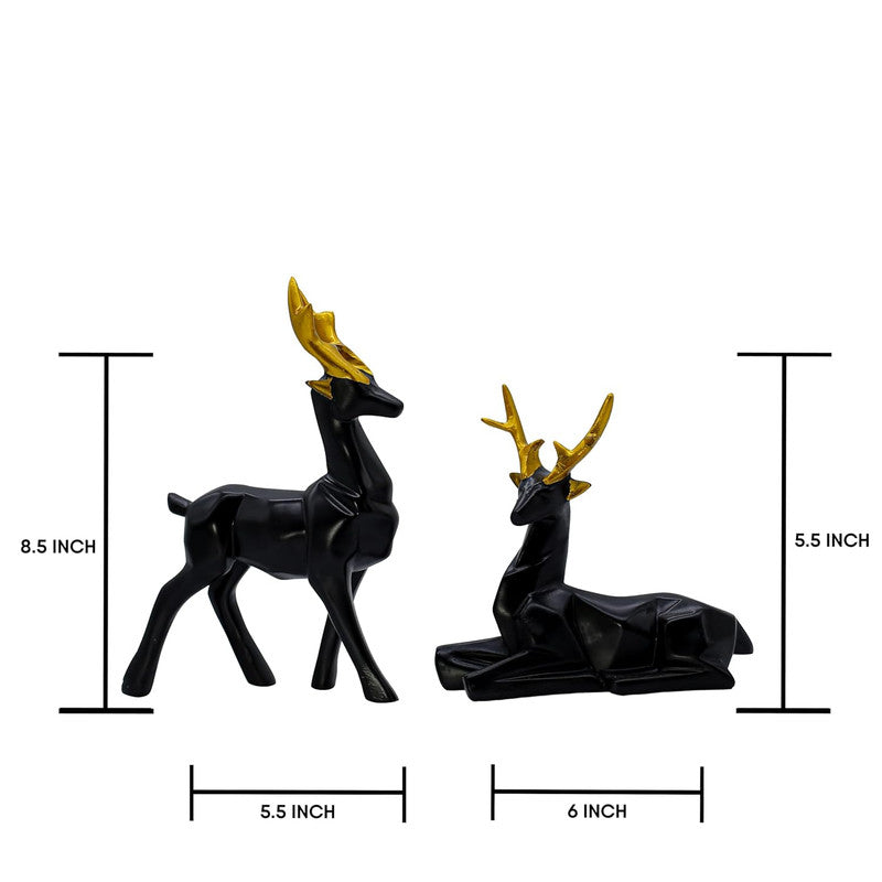 Elegant Black Deer Statues with Golden Antlers - Perfect Home Decor for Modern Living Spaces