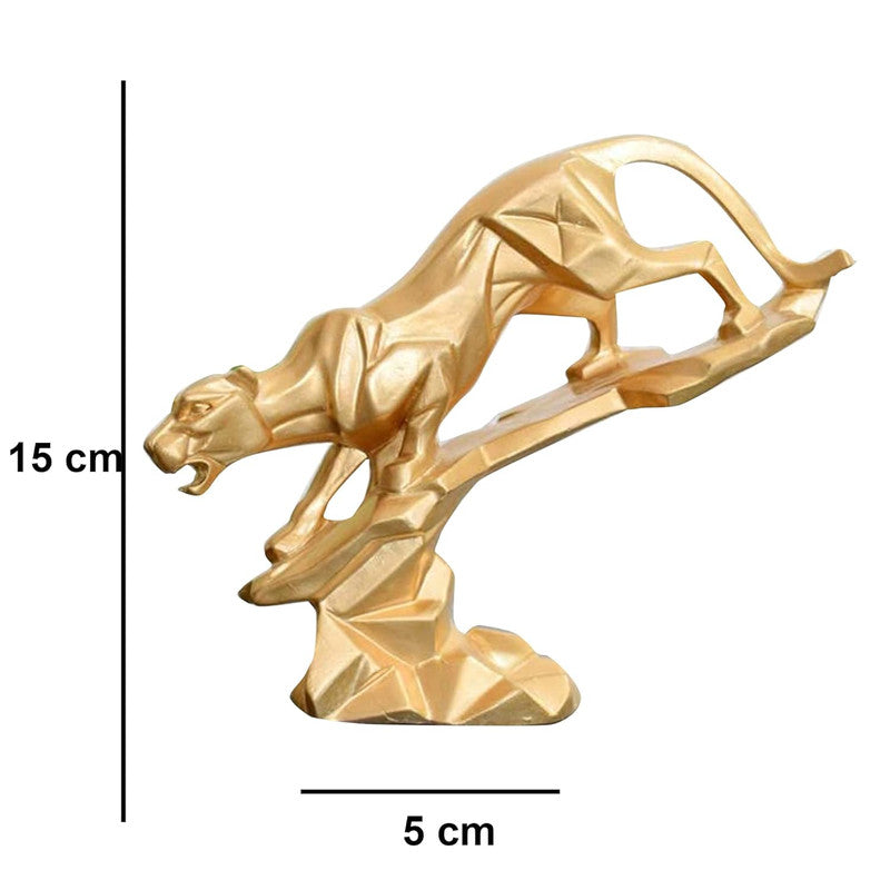 Golden Geometric Leopard Sculpture - Modern Artistic Home Decor