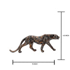 Intricately Carved Metal Leopard Sculpture - Elegant Jungle Cat Figurine for Home & Office Decor