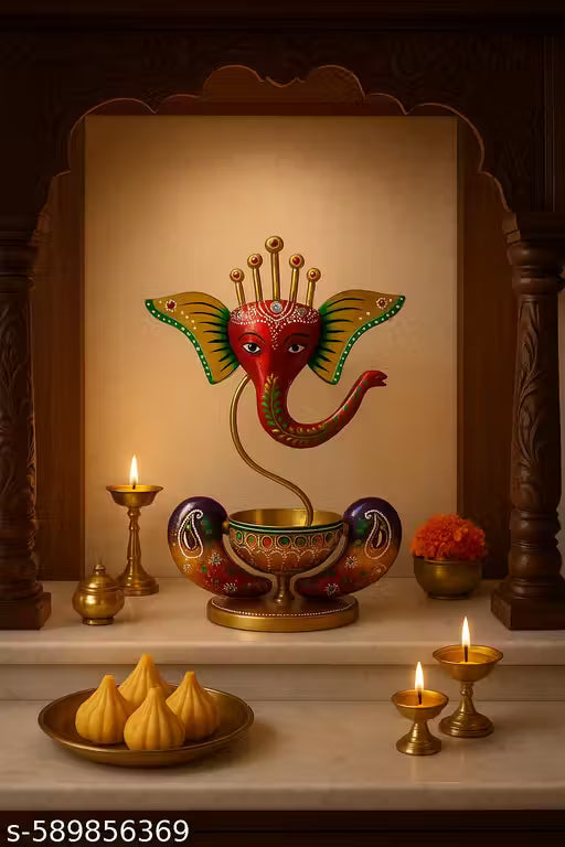 Handcrafted Metal Ganesha Tea Light Holder