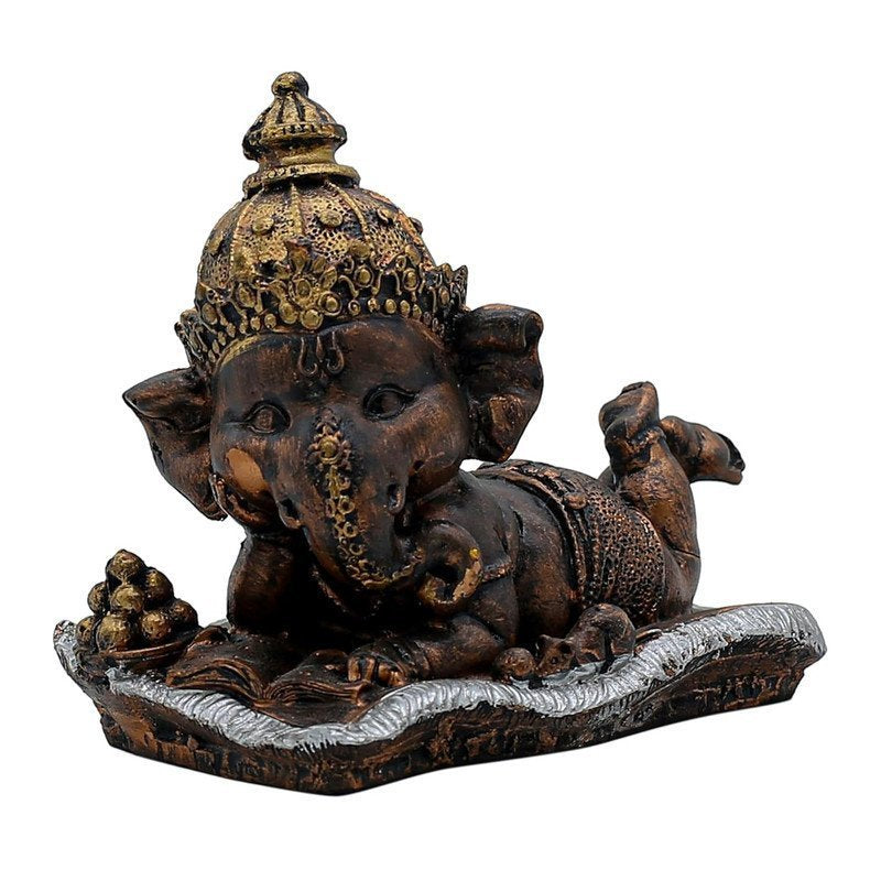 Gold & Silver Ganesha on Conch Shell