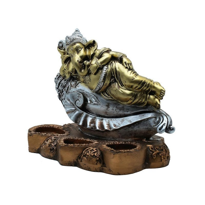 Gold & Silver Ganesha on Conch Shell