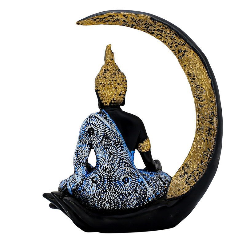 Antique Meditating Moon Buddha Statue Showpiece for Home Decor