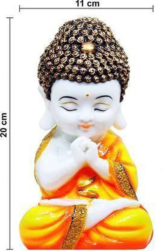 Handicrafts Baby Buddha Showpiece Resin & Sandalwood Monk Figurine (12X10X18cm)