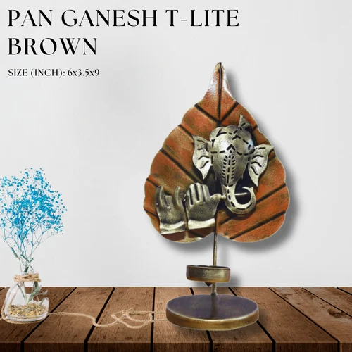 Handmade Antique Finish Ganesha Idol – Elegant Metal Pan Ganesh Statue for Home Decor