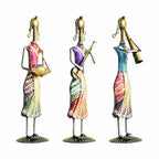 Traditional Metal Standing Lady Musician – Artistic Handcrafted Figurine for Living Room Decor