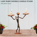 Antique Metal Lady Baby Candle Stand – Handcrafted Decor Piece for Table & Living Room