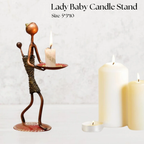 Decorative Metal Lady Baby Candle Holder | Artistic Tealight Holder for Table & Living Room Decor