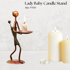 Metal Lady Baby Candle Holder – Unique Artistic Showpiece for Living Room Decor
