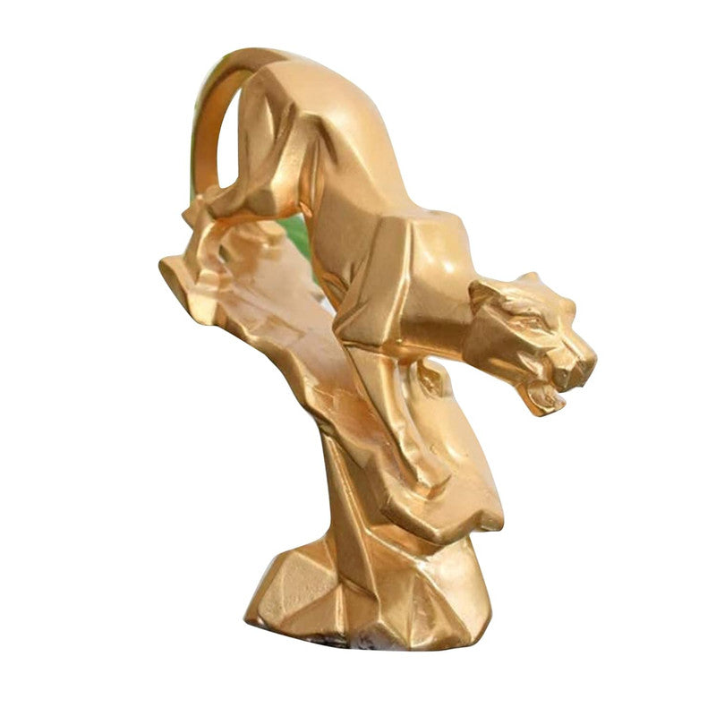 Golden Geometric Leopard Sculpture - Modern Artistic Home Decor