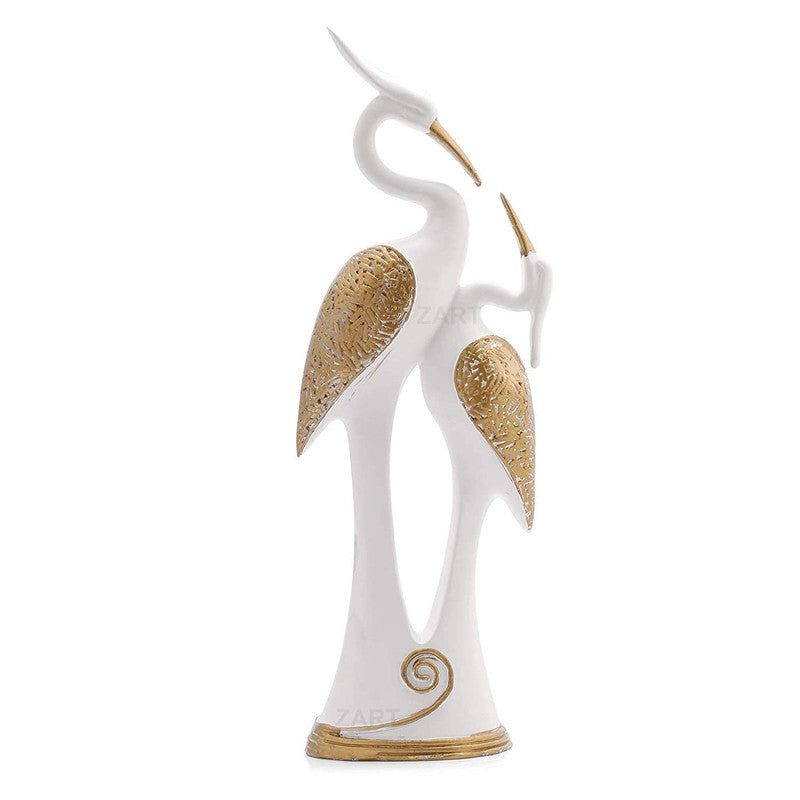 Elegant White and Gold Crane Statue for Home Decor - Perfect Gift Idea