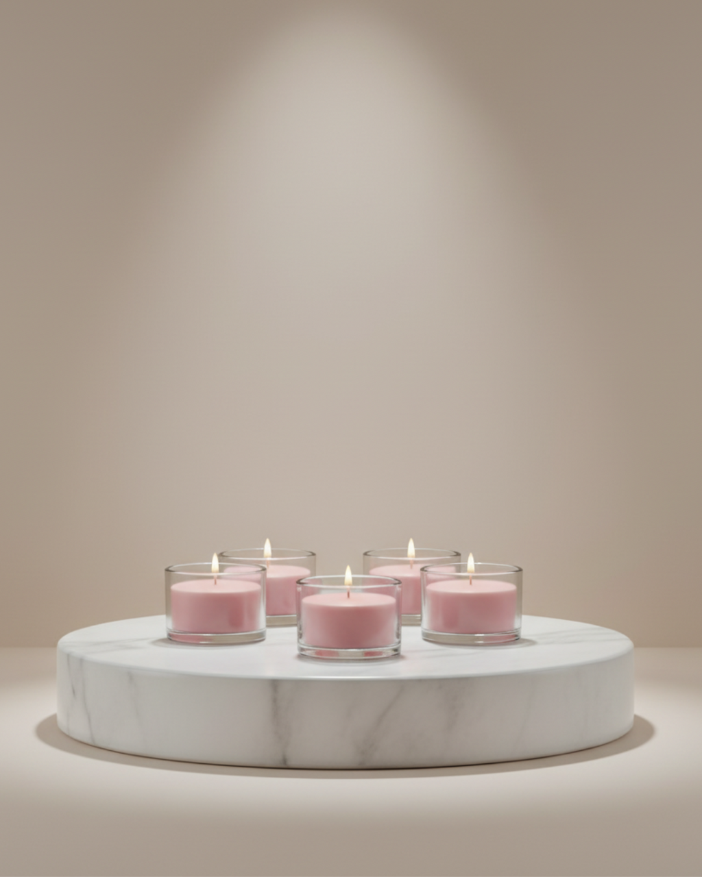 Round Scented Candles, Set Of 12, Rose Pink - Rose