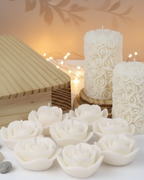 Set of 10 Red Rose Scented Candles | Pure Soy Wax Pillar & Floating Rose Candles